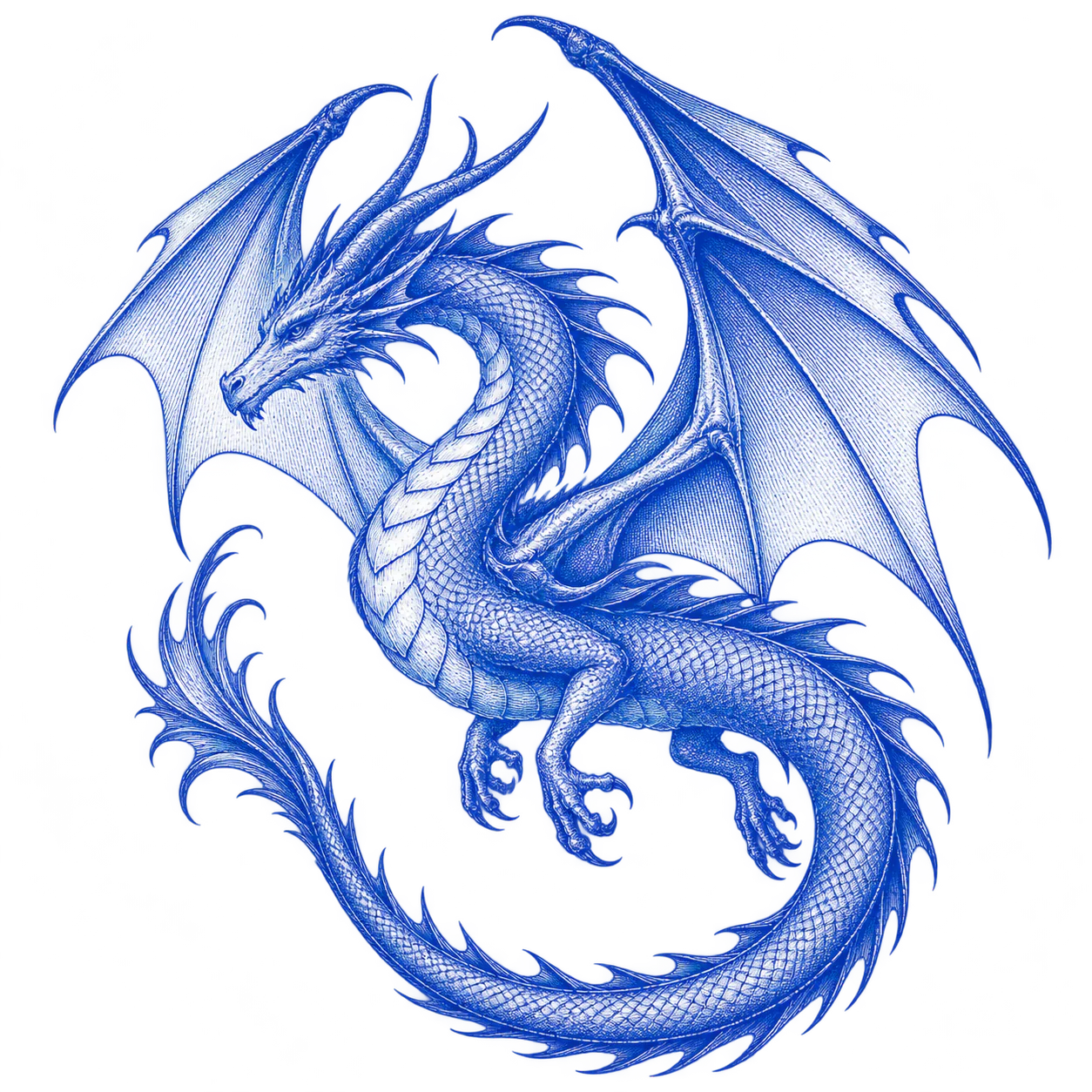 A hidden sapphire dragon, engraved in the same fine lines as the city